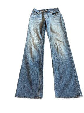 MaxMara Weekend Blue Medium Wash Stretch Bootcut Denim Jeans Wide Size 6 Women's